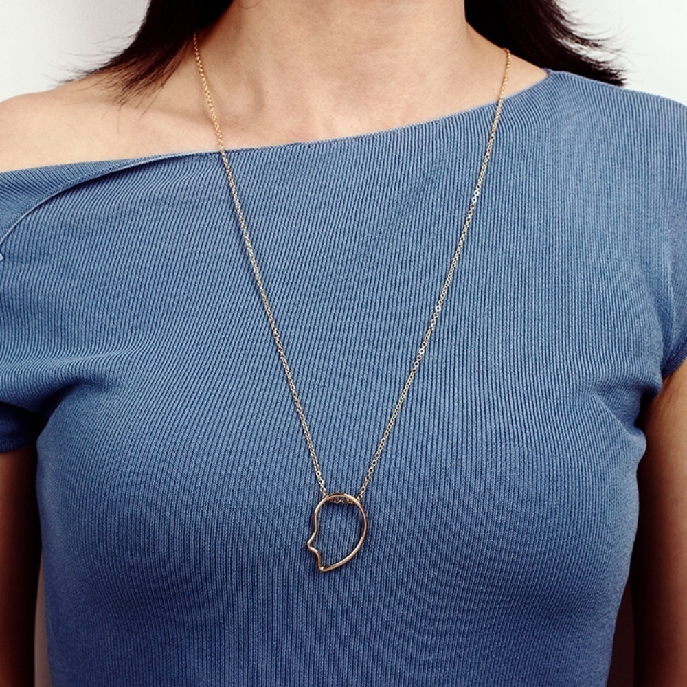 *APHRODITE* Gold Hollow Face Pendant Necklace